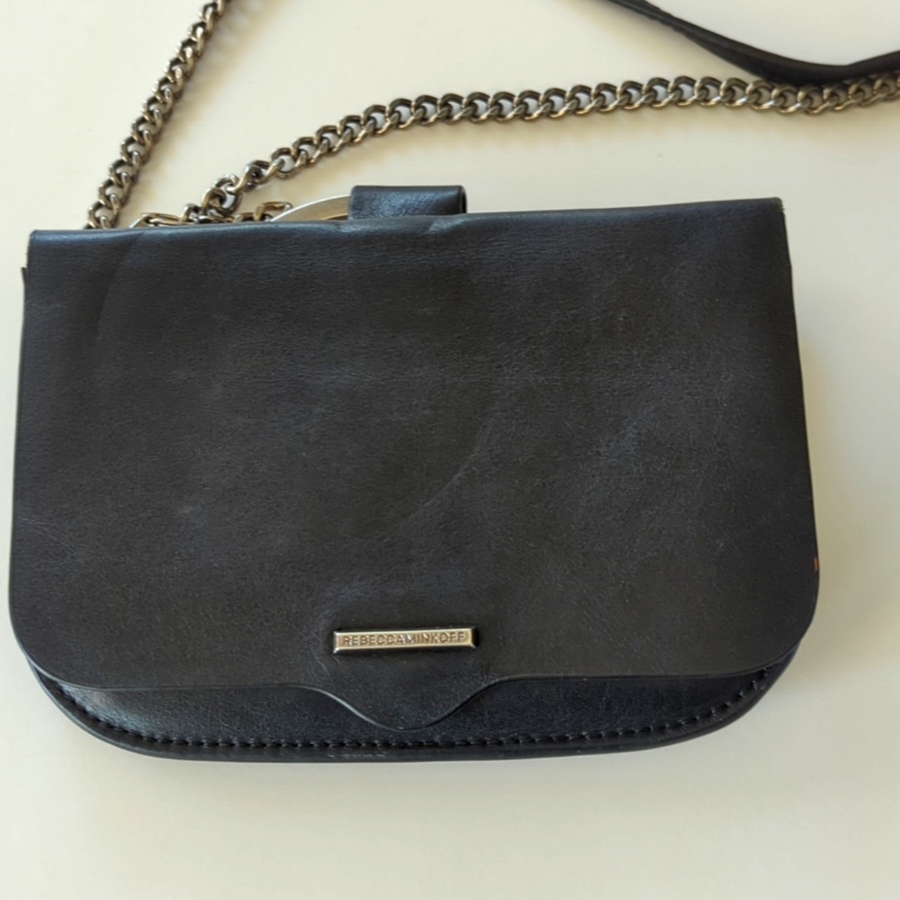 Rebecca Minkoff Black Silver Studded Leather Chain Crossbody Bag - Picture 7 of 9